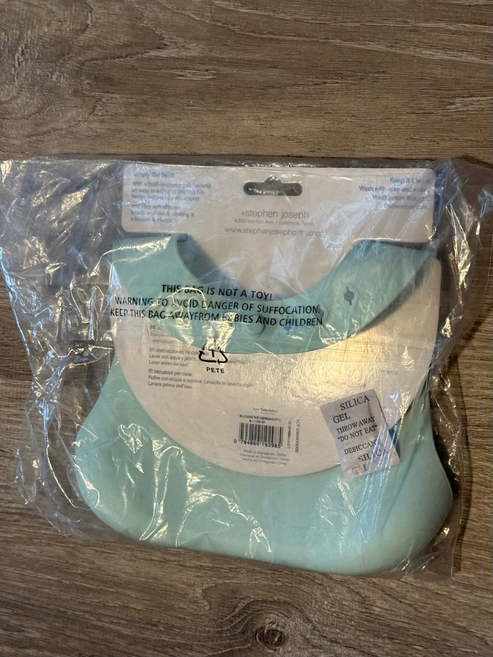 Stephen Joseph Mint Mermaid Silicone Baby Bib Pocket